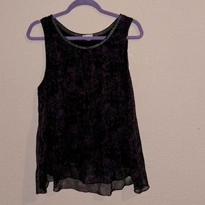 Dark purple and black flowy tank top - size xl